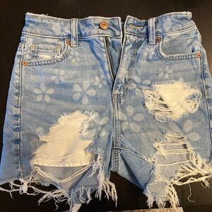 American Eagle Outfitters Blue Floral Jean Shorts